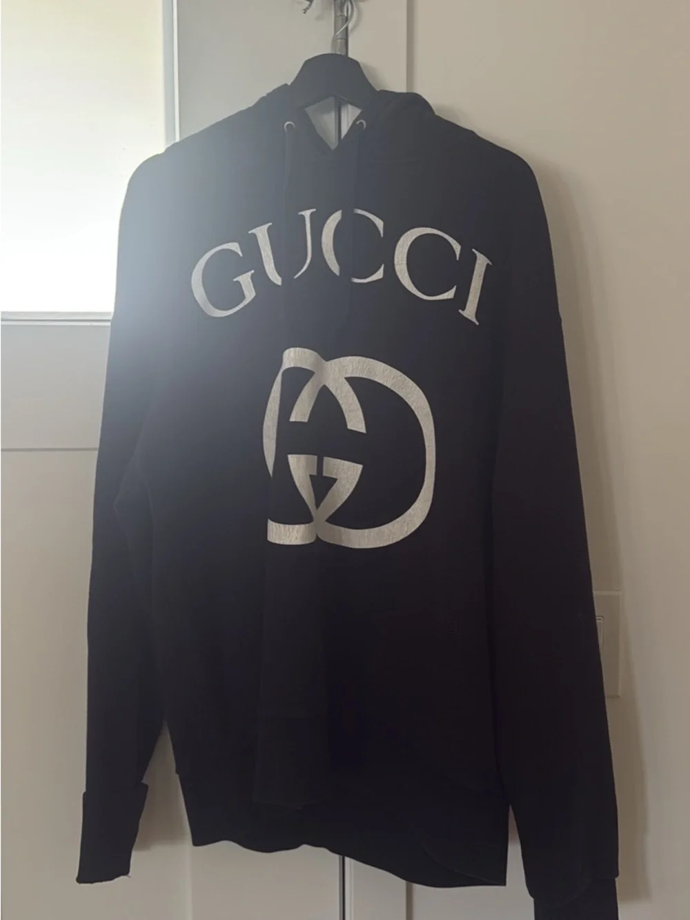 Gucci Black Hoodie with White Logo